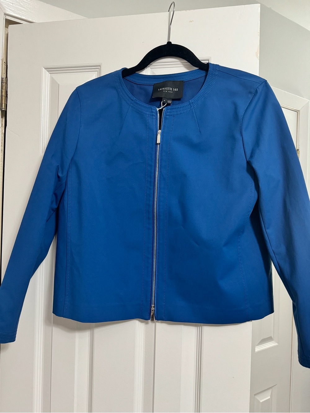 Lafayette 148 NY Parisian Blue Zip-Front Tailored Jacket | M | NWT | MSRP $798